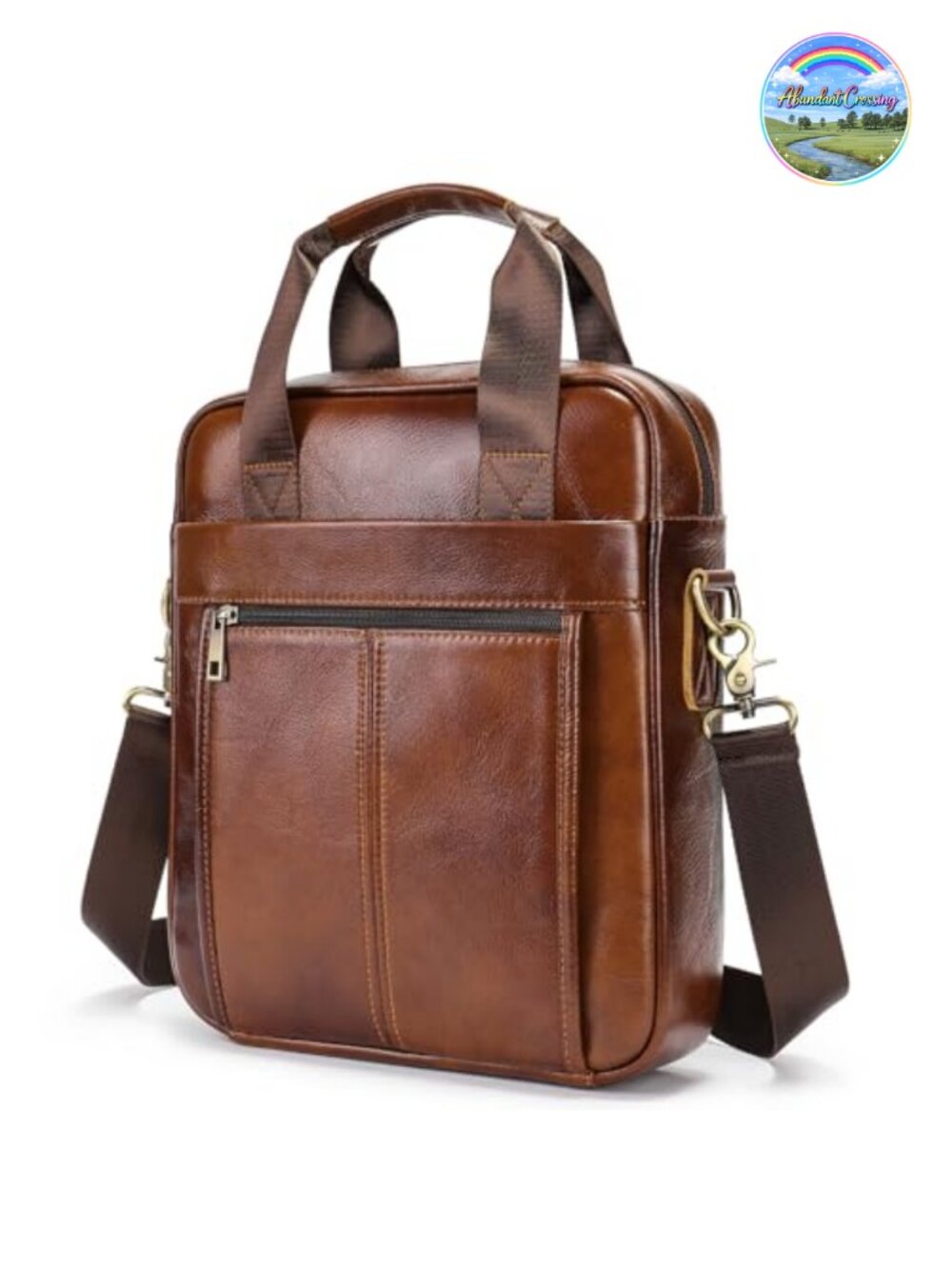 Genuine Leather Men's Messenger Crossbody Bag Adjustable Shoulder Sling